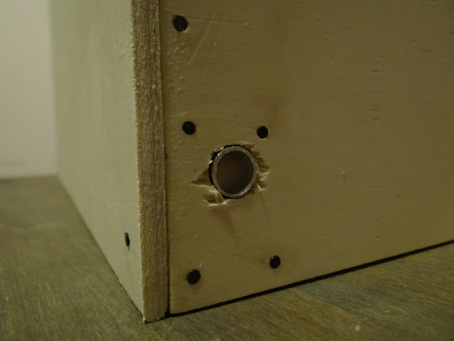 Pipe piece fitted into the hole