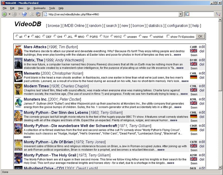 Browsing the Database